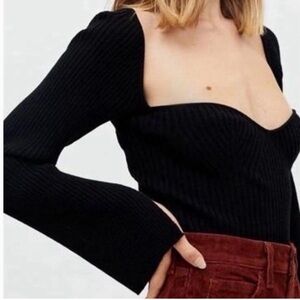 Sweet heart Ribbed Long Sleeve Top